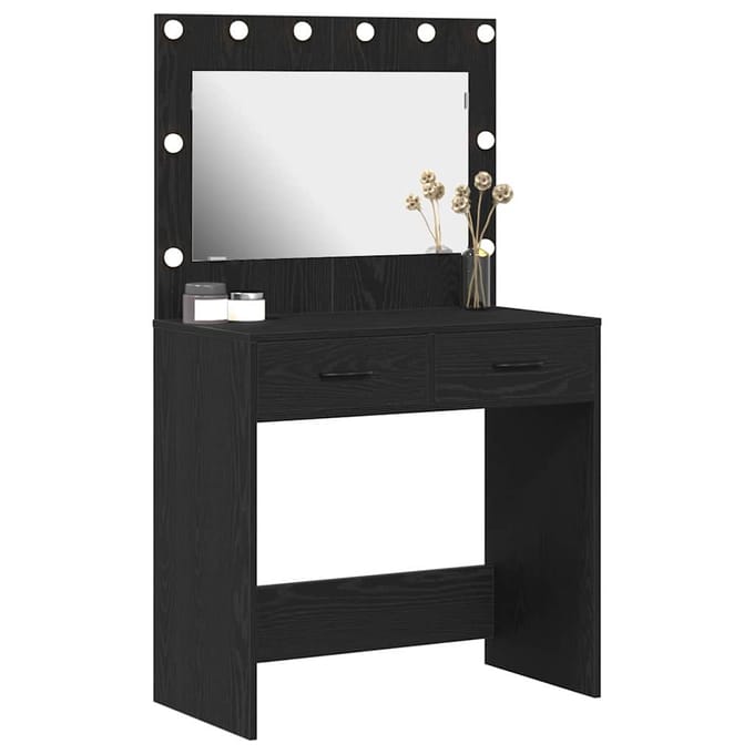 vidaXL - Kaptafel - Zwart - Eiken - 78,5 - x - 41 - x - 135 - cm - Bewerkt - hout