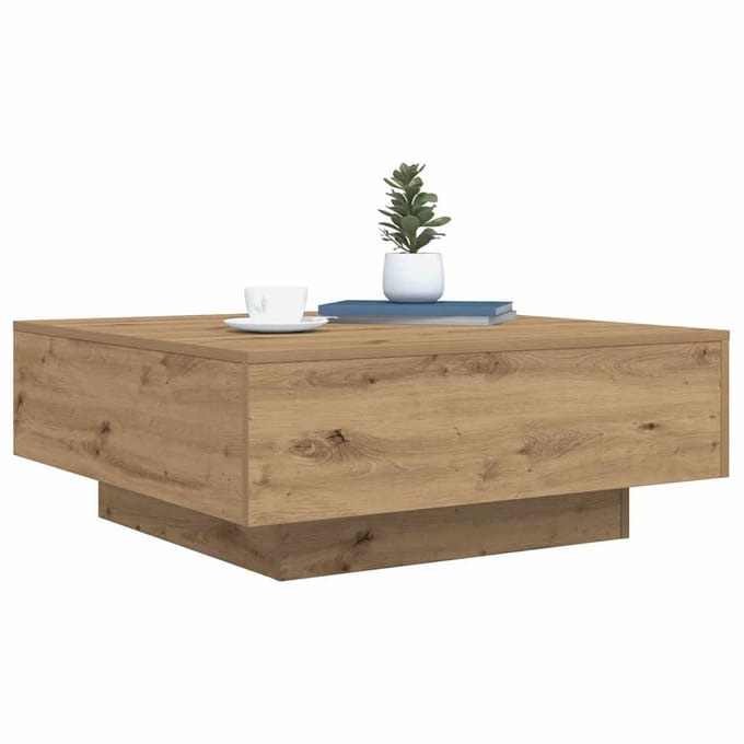 vidaXL - Artisanaal - eiken - 80 - x - 80 - x - 31 - cm - Bewerkt - hout