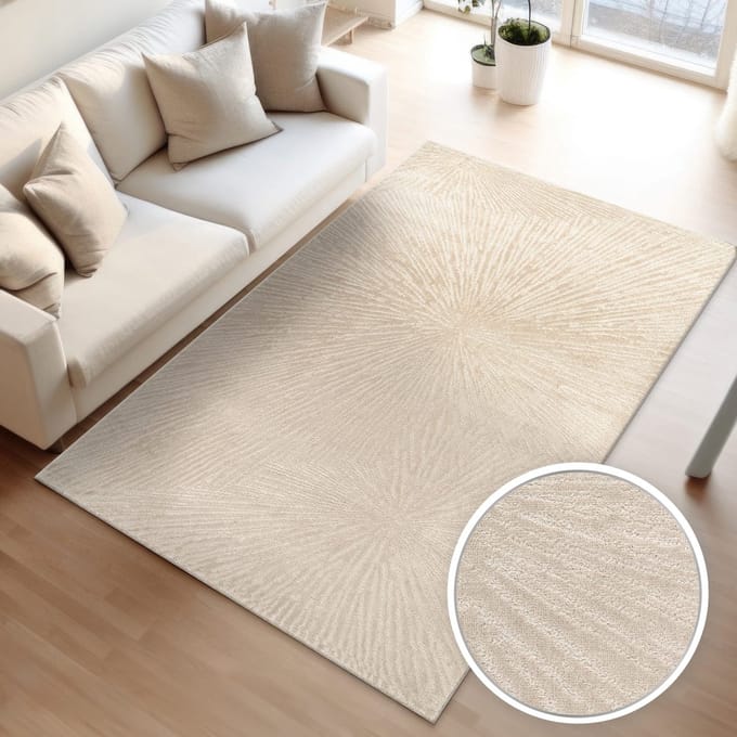 Woonkamertapijt eetkamer kortpolig boho-design Scandinavische abstracte look 80 x 150 cm Rechthoek 80 x 150 cm Rechthoek creme