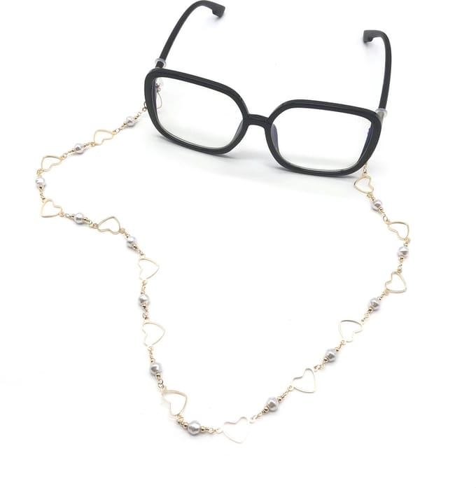 Brillenkoord - Brilkoord - Brilketting - Bril accessoires - 60 cm - Hartjes - Goud