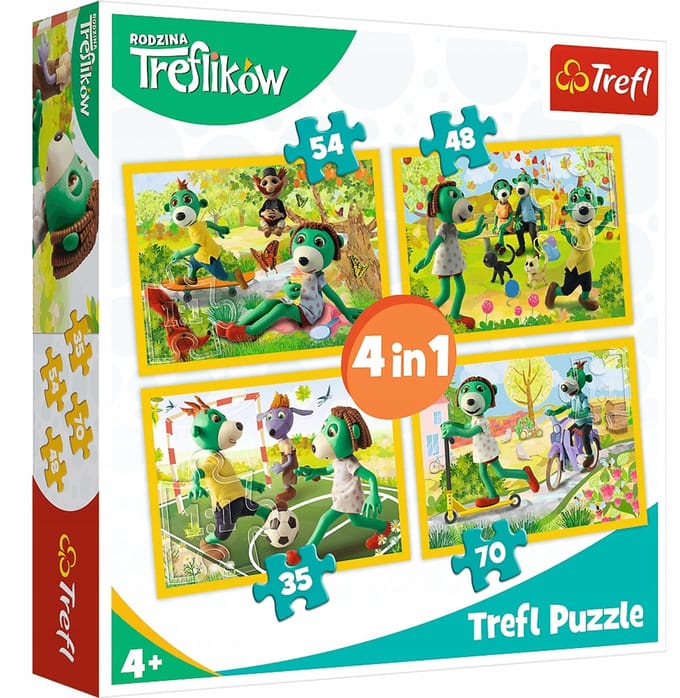Trefl Puzzel 4-in-1 Gezellige spelletjes met de Treflikjes