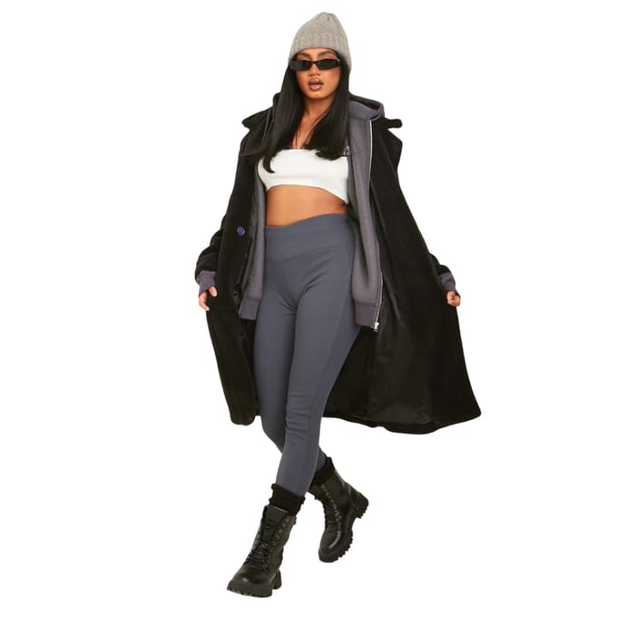 Missy Empire Dames/Dames Ribbed Legging Hoge Taille (Houtskool)
