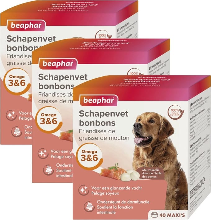 Beaphar Schapenvetbonbons Zalm - Hondensnacks - 3 x Medium