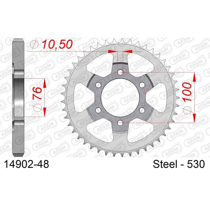Stalen tandwiel Afam 530 48 dents