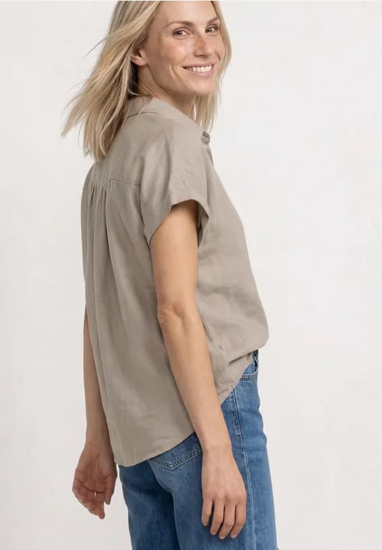 Blouse met hangende schouder in linnen