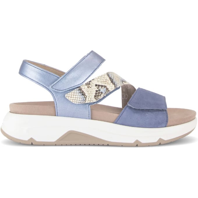 Gabor blauwe dames sandalen met slangenprint