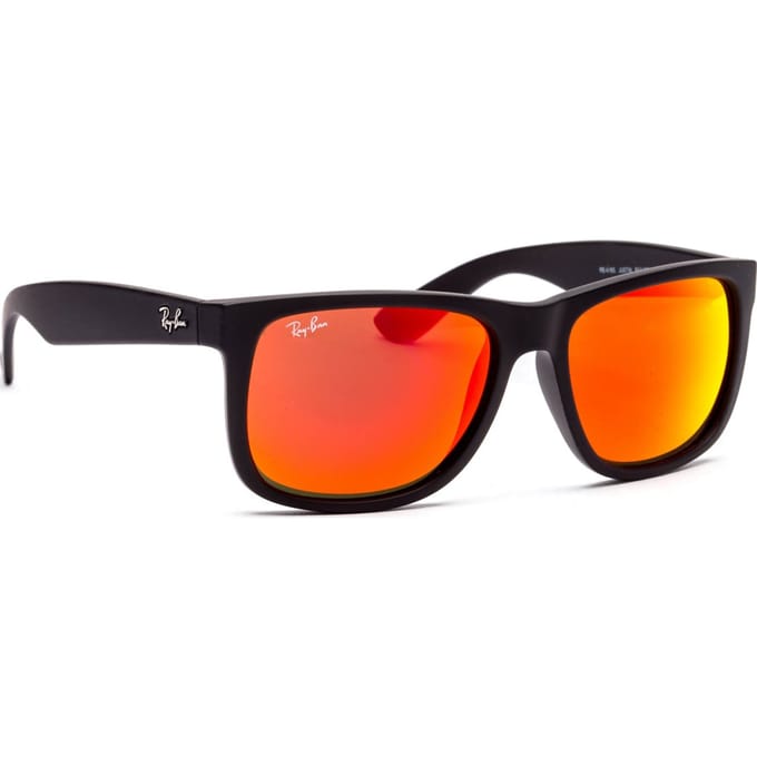 Ray-Ban Zonnebril Justin 4165 622/6Q Rubber Zwart Rode Spiegel