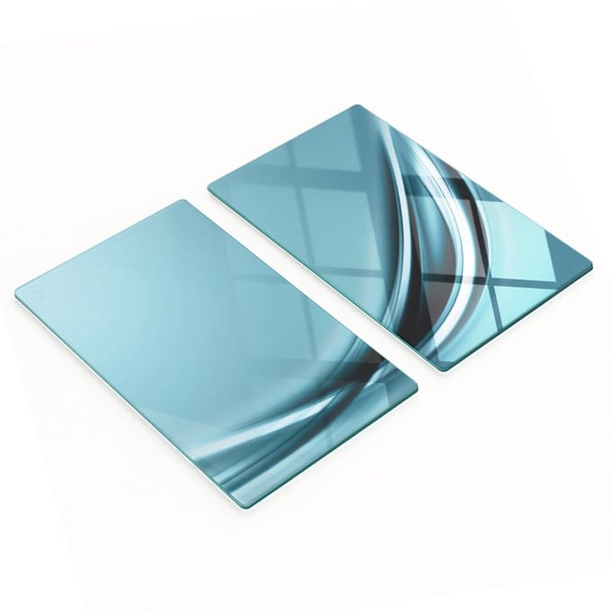 Glazen serveerplanken voor snacks, blauw abstract, 2x30x52 cm
