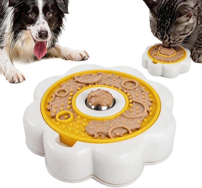 Honden Lekbak - Voerbak - Langzaam Eten - Interactieve Bal - 13 x 13 x 3 cm - Wit