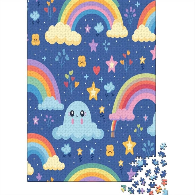 Regenboog Puzzel - 1000 Stukjes - Ontspanning Thuis - Gerecycled Karton - 75 x 50 cm