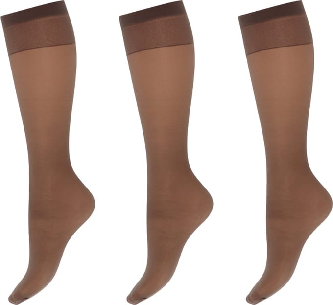 Marianne - Dames Kneehighs Satin Sheers Panty - 15Den - 3-Pack - Maat One Size - Graphite