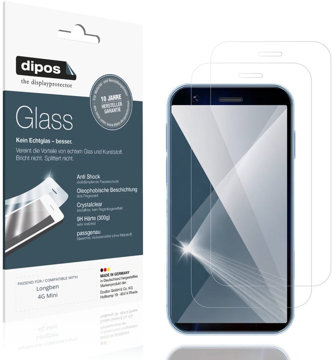 dipos – 2x Pantserfolie geschikt voor Longben 4G Mini | 9H Screenprotector