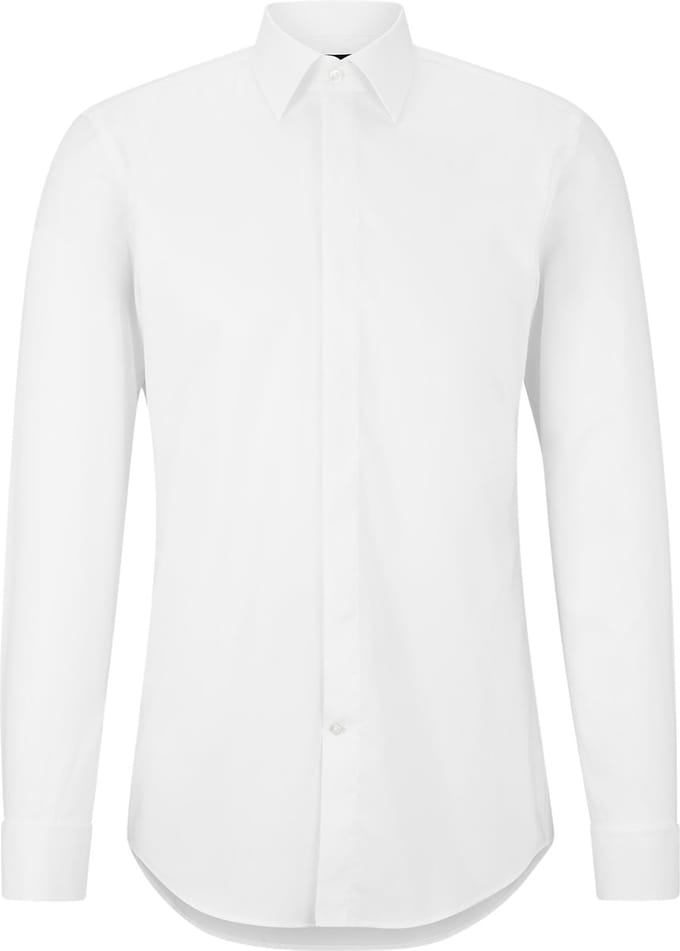 BOSS Hank slim fit smoking overhemd - popeline - wit - Strijkvriendelijk - Boordmaat: 45