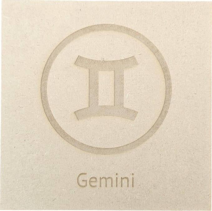 MGM Trading - Horoscoop - Tweelingen - Gemini - 3mm MDF - 15 bij 15 cm - Laser gegraveerd