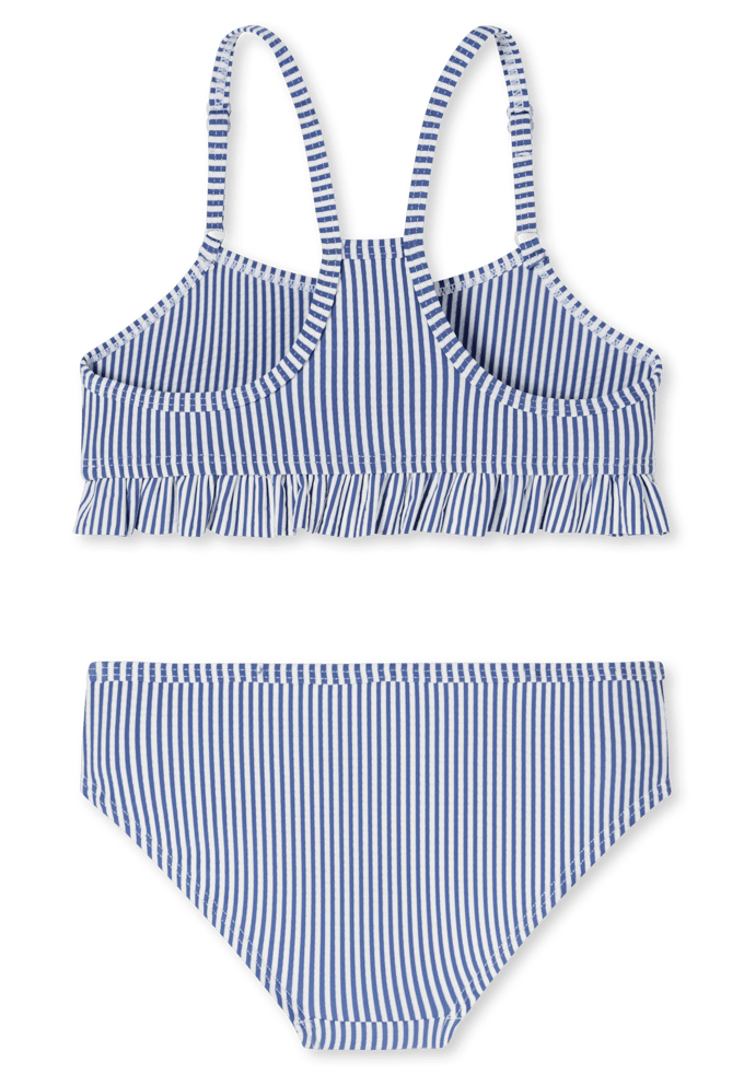 Bikiniset seersucker strepen ruches donkerblauw - aqua 140