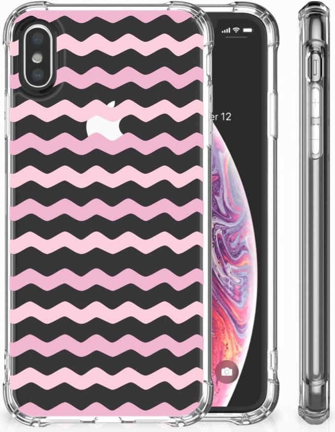 Apple iPhone X | Xs Doorzichtige Silicone Hoesje Waves Roze
