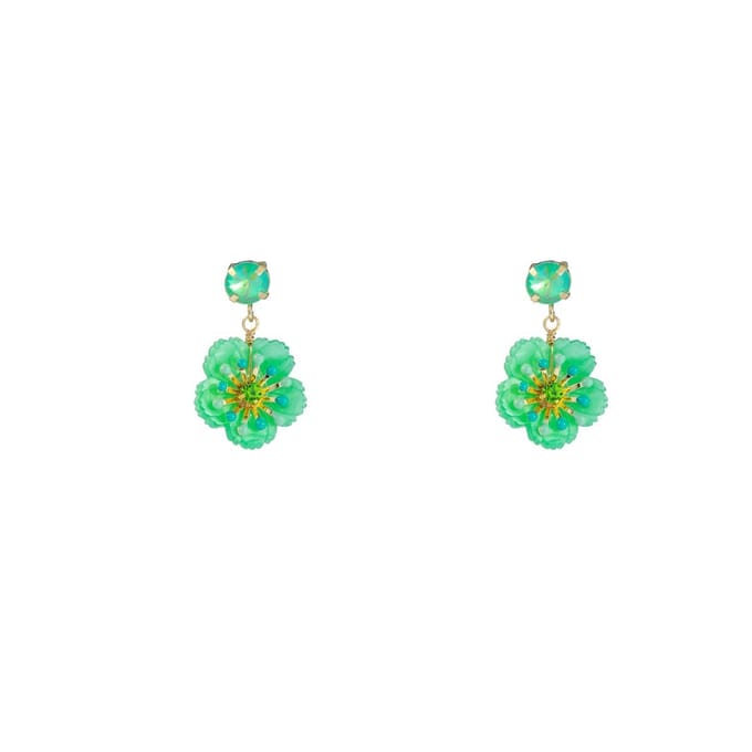 Go Dutch Label Oorhangers long pearly flower Mint