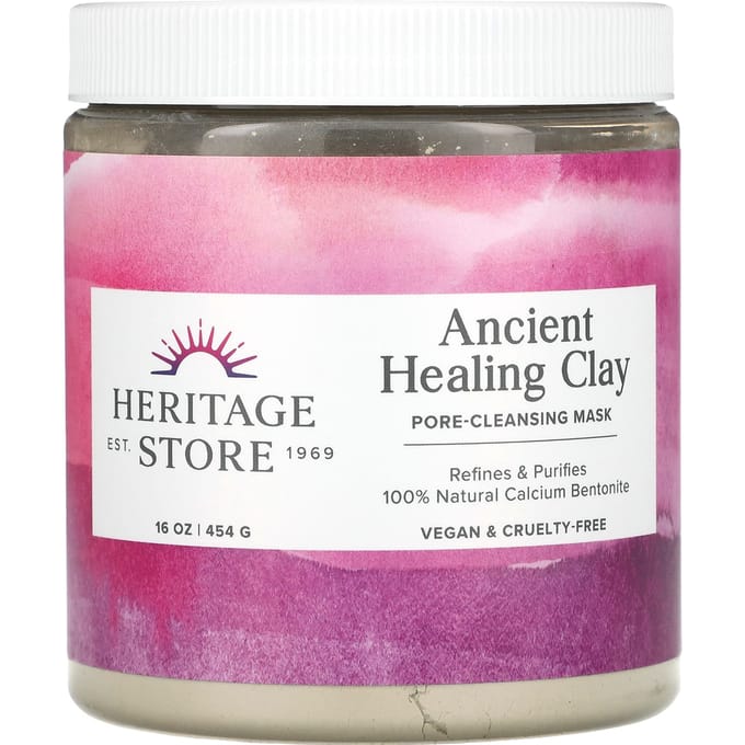 Heritage Store, Argile cicatrisante ancienne, Masque de beauté nettoyant pour les pores, 473 ml (454 g) pink