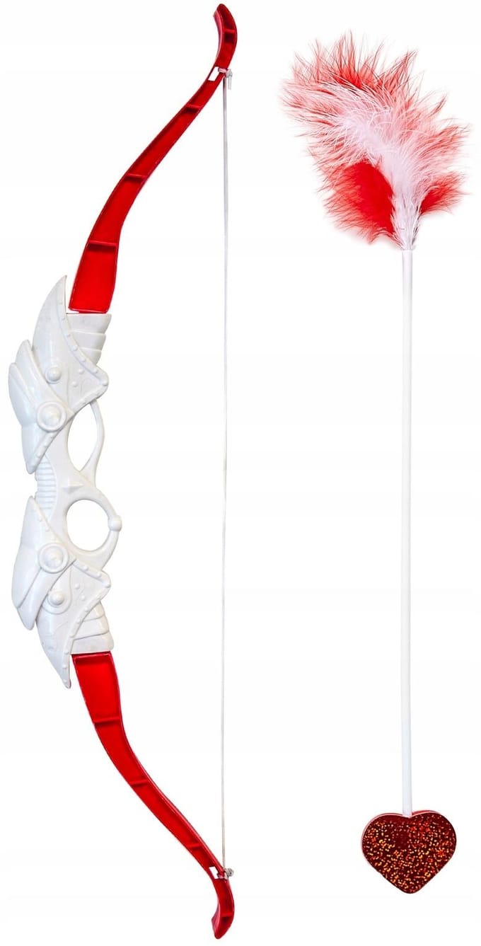 Amora Set Boog van Liefde Met Pijl van Cupido Rood Hart Valentijnsdag Liefde