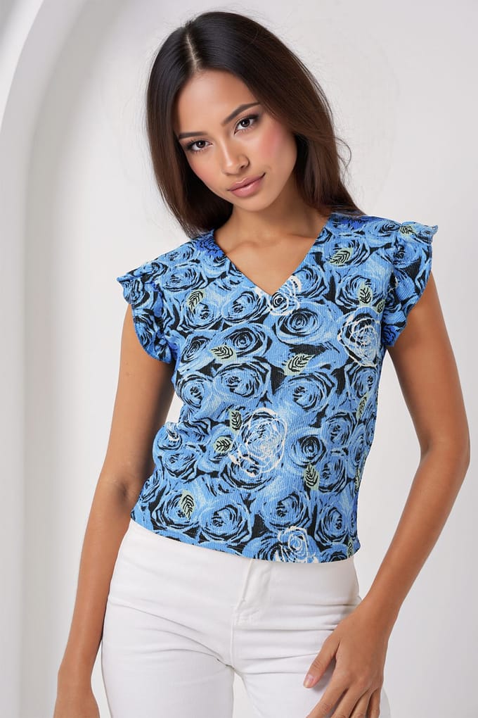 Geribbelde Mouwloze Crew Neck Blouse
