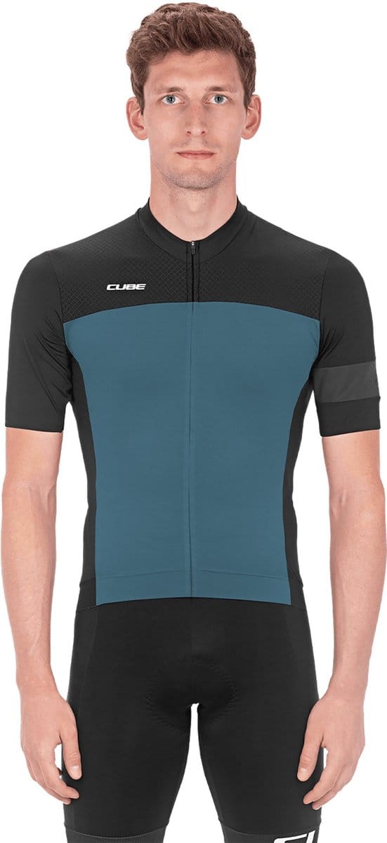CUBE Fietsshirt BLACKLINE JERSEY S/S BLACK/SMOKE BLUE S