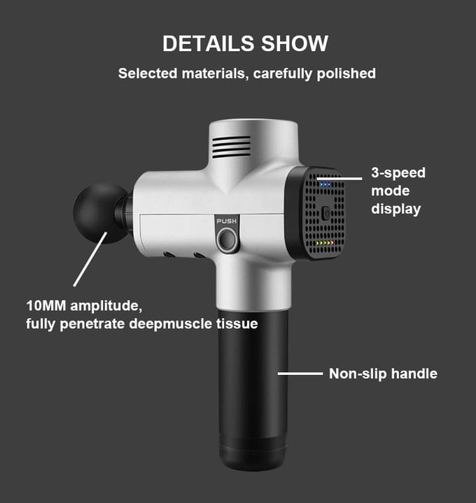 Phoenix A2 Massagepistool Diepe Weefsel Massager Draagbaar Handheld Spierontspanning Dynamische Vibrator Fascia Gun US Plug gray