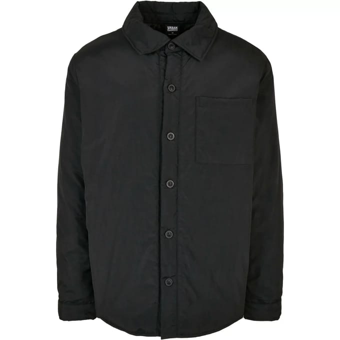 Urban Classics - Padded Nylon Shirt Jacket - S - Zwart