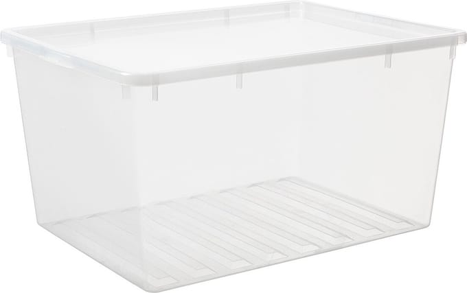 Kunststof bak met deksel Basic Box Plast Team 134L/77.8x40.2x57.4c transparant
