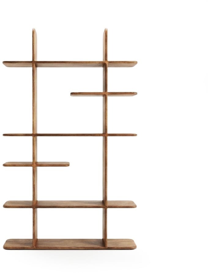 Wandkast Anam Mangohout – Bruin – Open Vakken – Sfeervol Design
