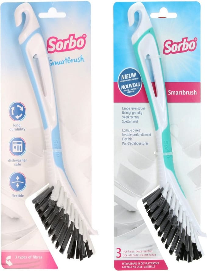 Sorbo afwasborstel - smartbrush - groen/blauw - vezelharen