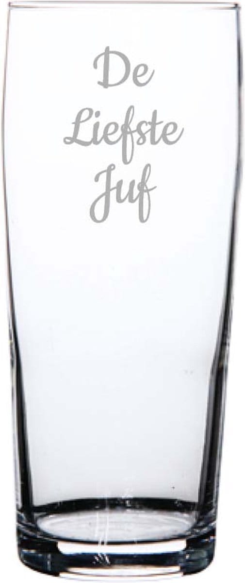 Gegraveerde bierfluitje 19cl De Liefste Juf