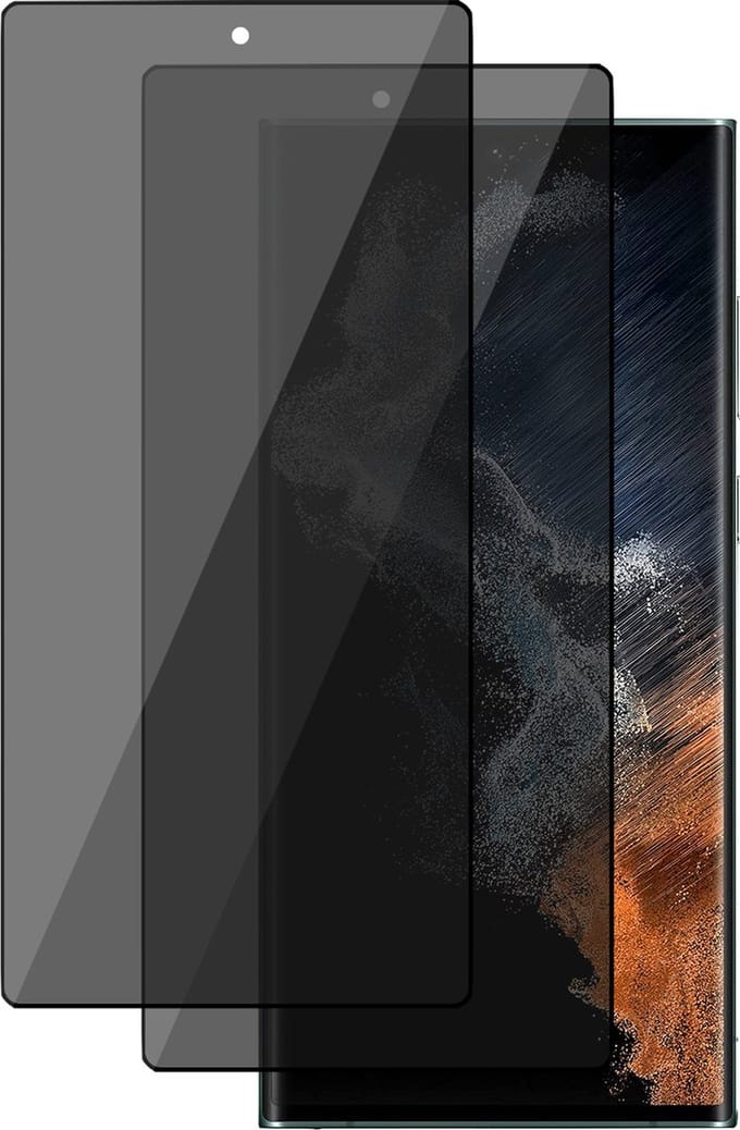 Privacy Screenprotector geschikt voor Samsung Galaxy S22 Ultra - 2x Gehard Glas Full Screen Tempered Glass Screen Protector