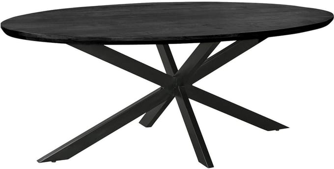 Goossens Nilo Eettafel - Hout - 240 x 76 x 110 cm - Ovaal - zwart