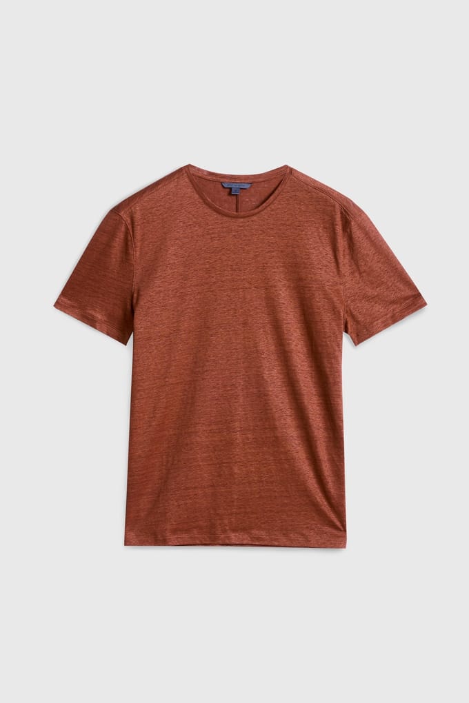 John Varvatos Mott Regular Fit Ss Linen Hazelnut Taglia: S | Magliette basic Outlet | Uomo | Bianco