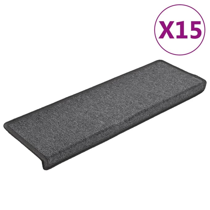 vidaXL - Trapmatten - 15 - st - 65x21x4 - cm - Donkergrijs - Rechthoekige - Rand