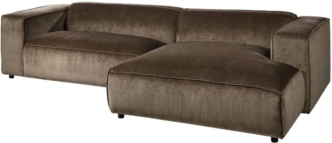 MASSIVMOEBEL24.DE hoekbank taupe hout 304x164x69 cm (BxTxH) SOFAS deels gemonteerd