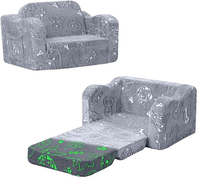 TIM® Kindersofa - Zitzak - Kinderstoel - Grijs - 104cm x 65cm x 32cm