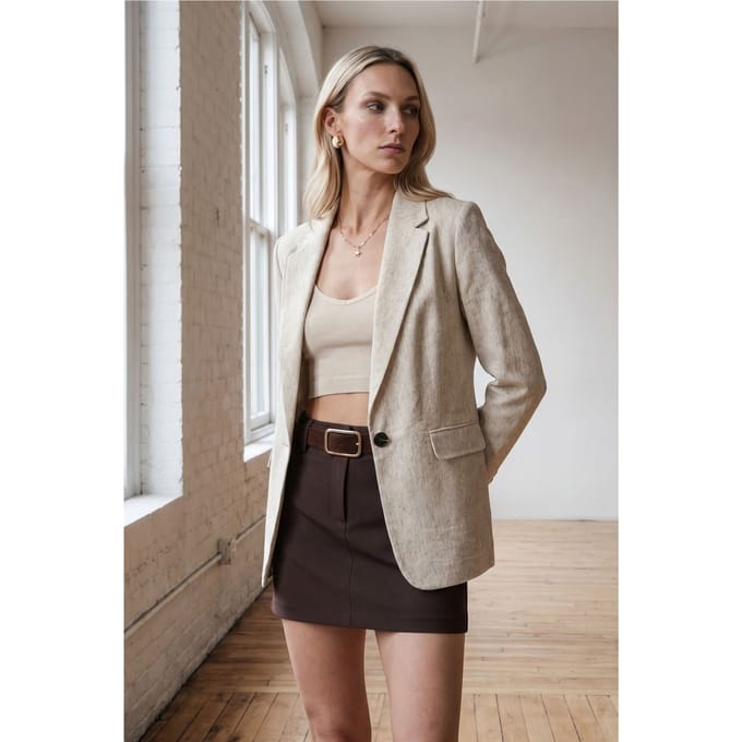 Vrouwen Gewoven Blazer Jas Met Sjaalkraag