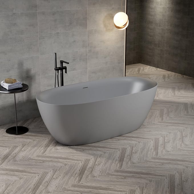 FugaFlow Eccelente Calma Vrijstaand bad - 170x80cm - acryl - sifon - mat grijs