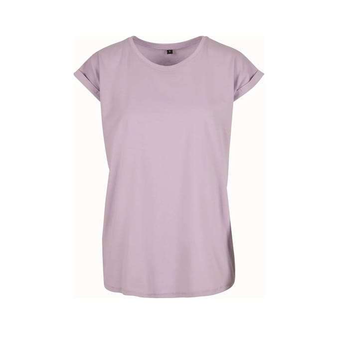 Build Your Brand - Extended Shoulder Dames T-shirt - Lilac maat M