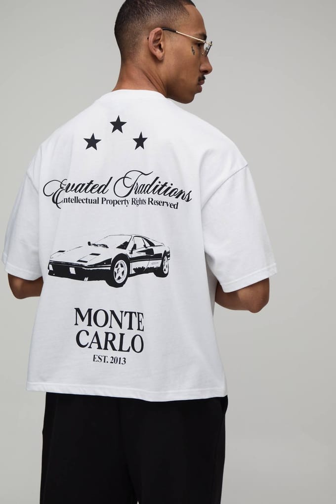 Oversized Monte Carlo T-shirt & Wijde Short Set | Black | Size Medium