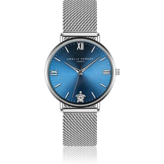 Dames mesh horloge Amelia Parker Blue Lagoon