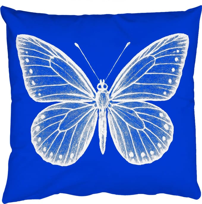 Sierkussens - Kussentjes Woonkamer - 40x40 cm - Vlinder - Wit - Getekend - Stippen
