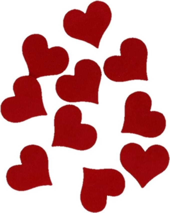 Hobby hartjes vilt - 20x stuks - rood - 4cm - knutsel/hobby materiaal