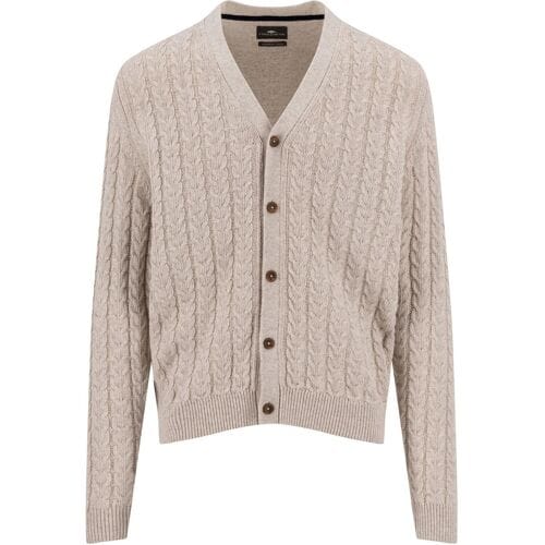 Fynch-Hatton Vest Buttoned Cardigan Soft Cable Knit New Off White / male
