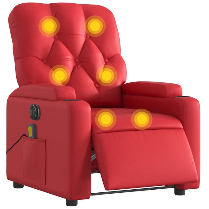 vidaXL - Massagestoel - verstelbaar - elektrisch - kunstleer - rood