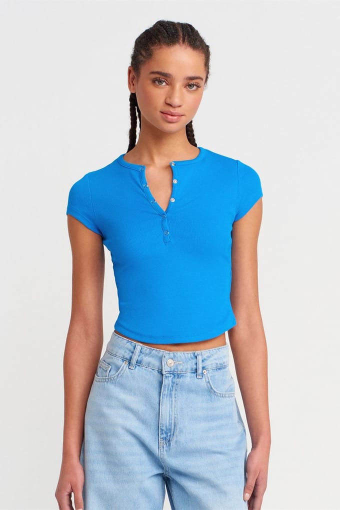 Dames Slim-fit Ribbed Crop Blouse