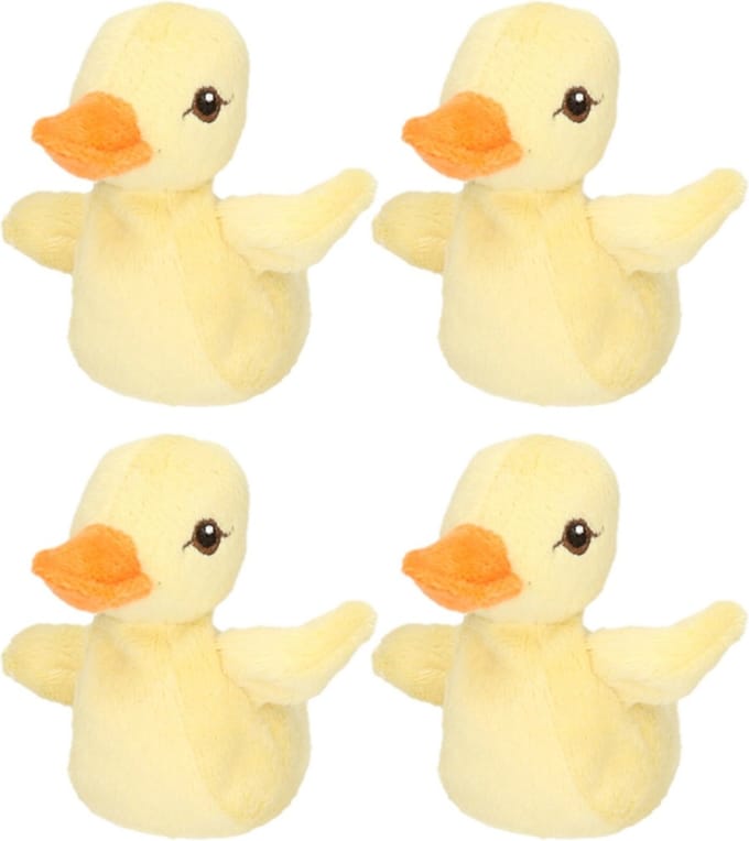 4x stuks kleine Knuffel eendjes 10 cm - kinder speelgoed