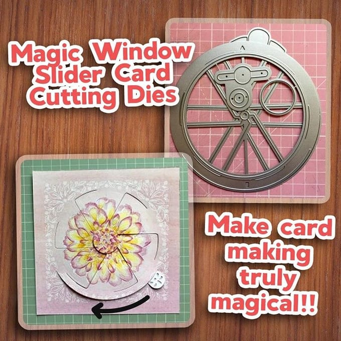 5 stks/set Magic Window Slider Kaart Stansmessen Slot Spin Vintage Frames Stansmessen Postzegels DIY Scrapbooking Kaarten Scrapbook 5pc/set blue