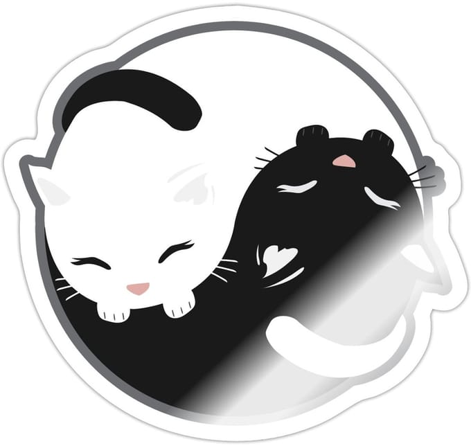 Yin Yang Katten Sticker maat S (10 x 10 cm)
